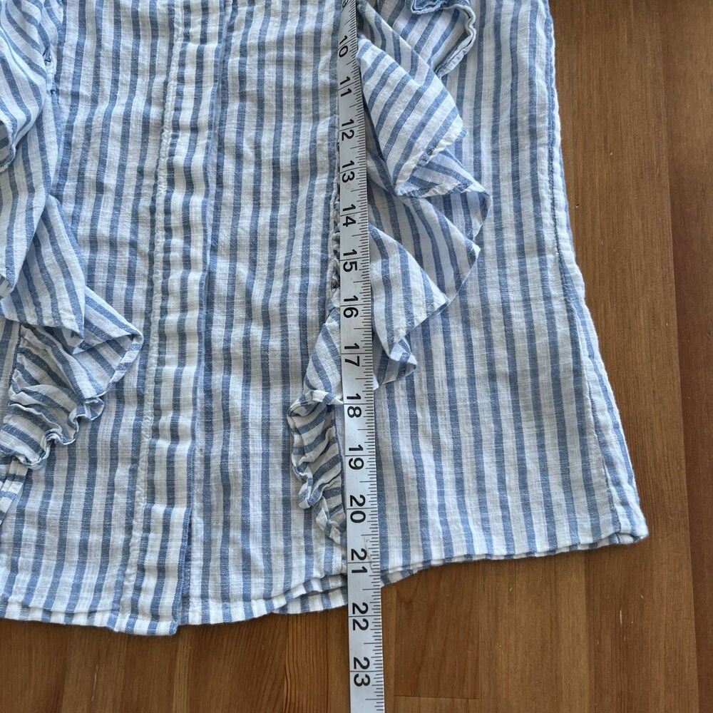 Rebecca Minkoff Blouse Women's XS Ciera Ruffle Top Striped Button Up Victorian - Picture 15 of 15